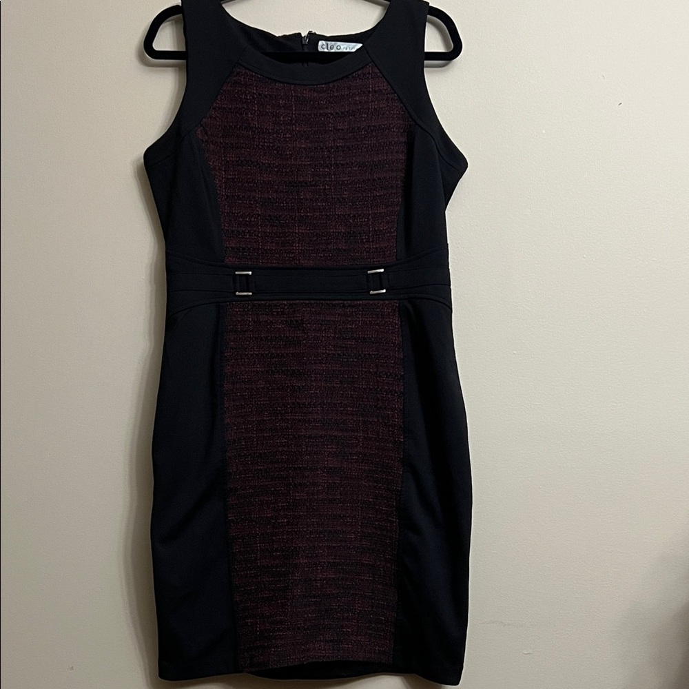 #62 Cleo Petites Black and Burgundy Dress Size 10
